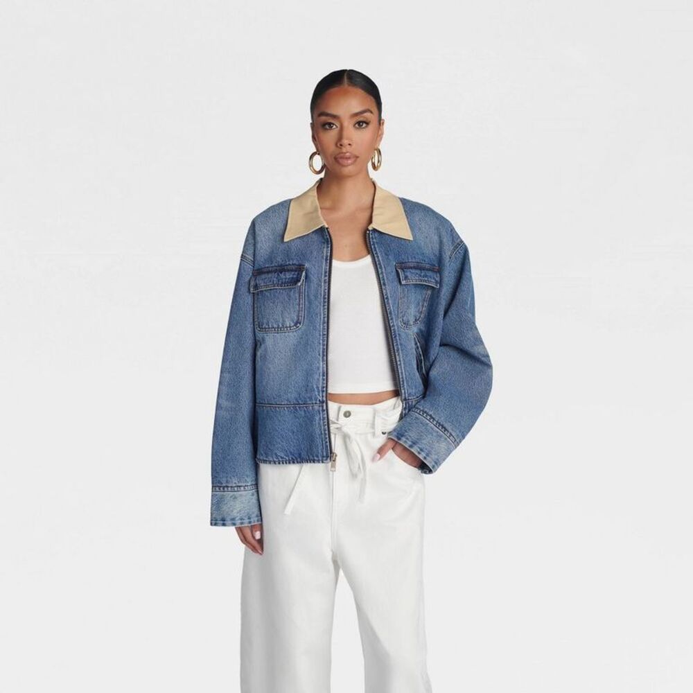 KBB by KAHLANA Women's 'The Carpenter Denim Jacket' - Medium Wash XL